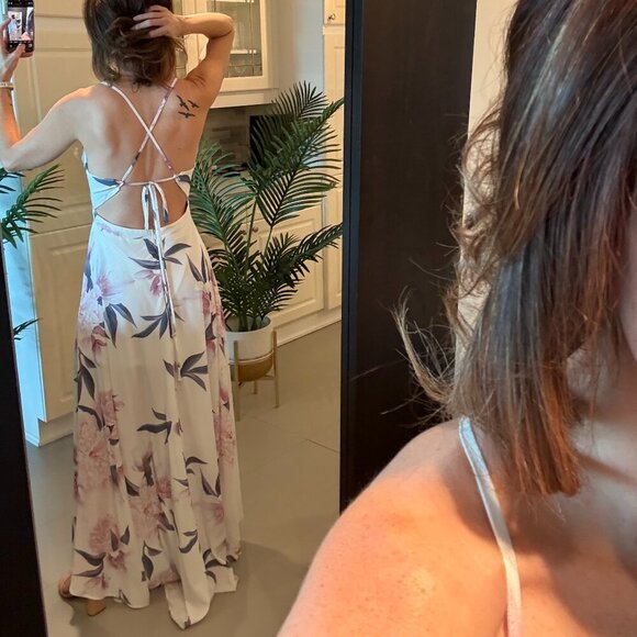 White Floral High-Low Dress, Honey, US S - Picture 4 of 7